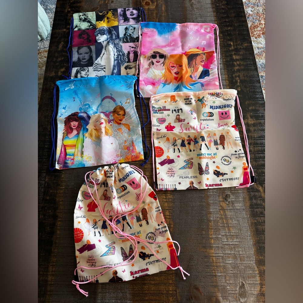 NWOT Drawstring Bags Lot of 5 Swiftie Taylor Candy Treat Goody Party Sleepover